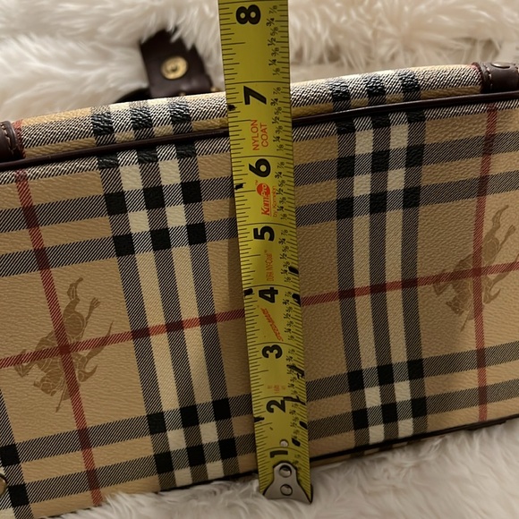 Authentic Burberry Haymarket Check Canvas Buckle Handbag Brown - Picture 16 of 17
